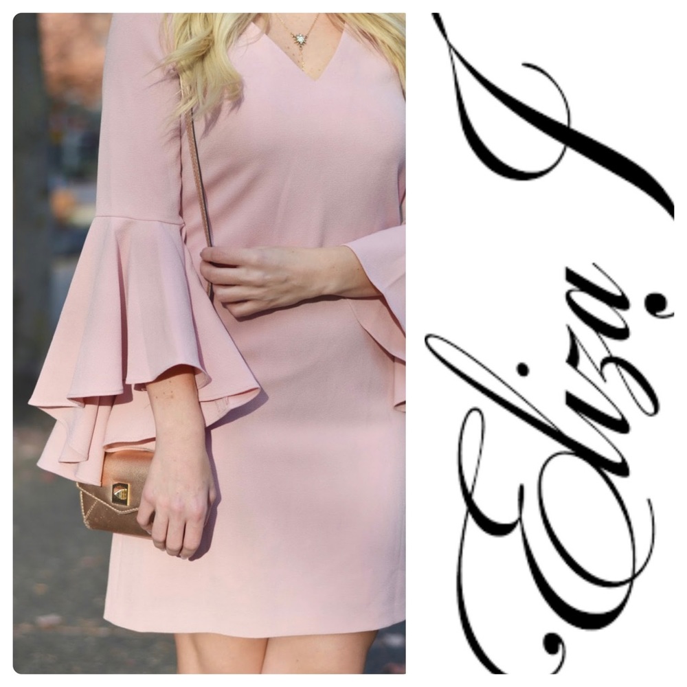 Eliza J Bell Sleeve V-Neck Crepe dress - Picture 4 of 8